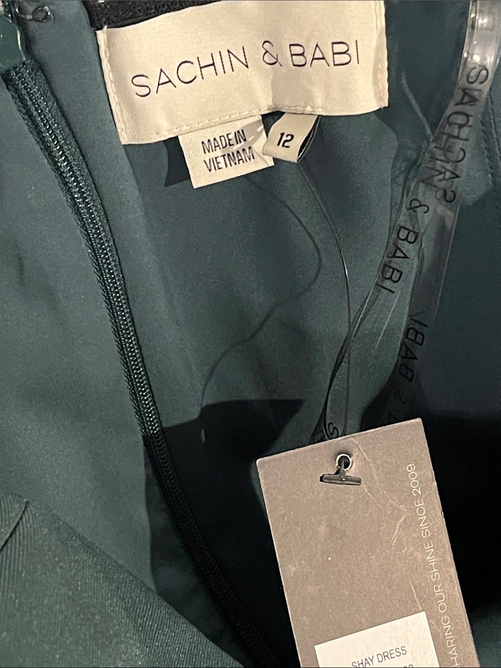 Sachin + Babi Forest Green exquisite evening wear. Tea length NWT Sz. 12 - Picture 10 of 16